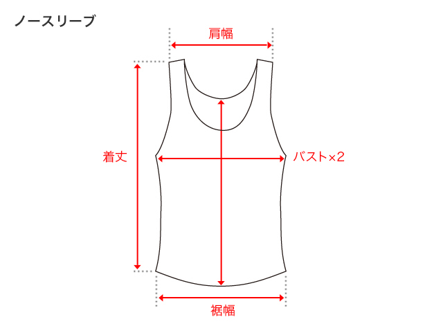 ノースリーブのサイズガイド